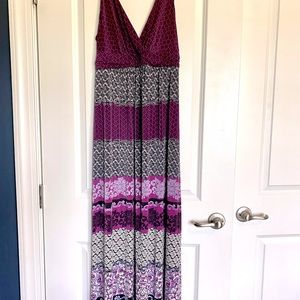 SOMA Maxi Summer Dress, Purple and Black Size Medium